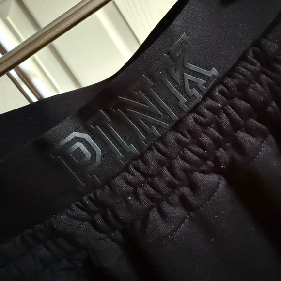 PINK Victoria's Secret Black Joggers with Pink and White Stripes - Picture 2 of 4